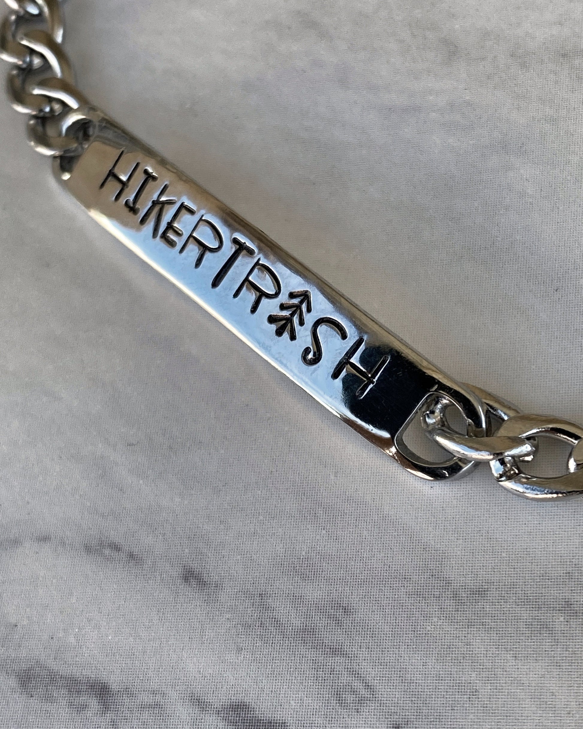 Hiker Trash Stainless Steel ID Bracelet - Stainless Steel Hiker Bracelet - Hiker Jewelry - Backpacker Jewelry - Backpacker Bracelet