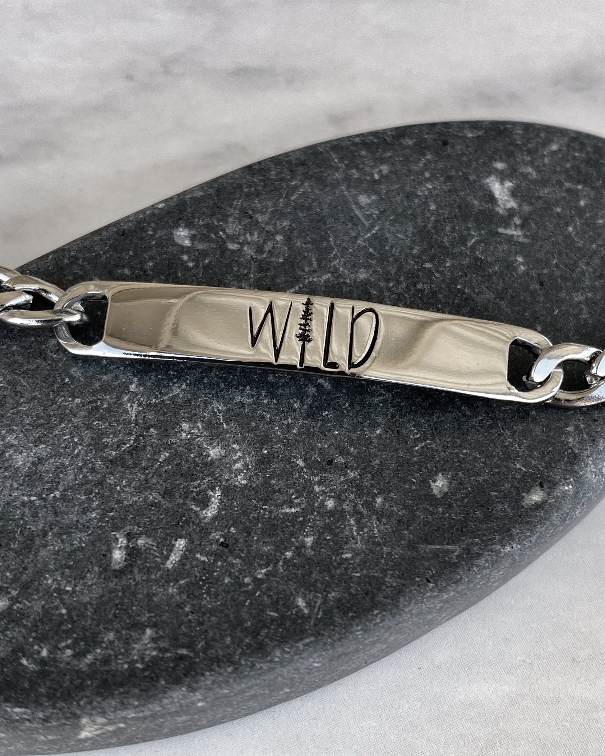 Wild Stainless Steel ID Bracelet - Stainless Steel Free Spirit Bracelet - Hiker Jewelry - Backpacker Jewelry - Backpacker Bracelet