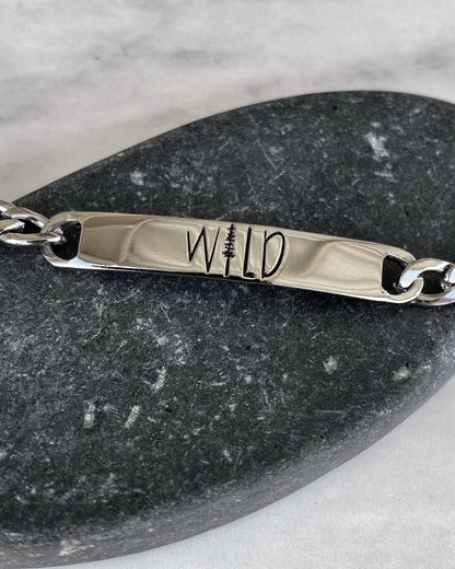 Wild Stainless Steel ID Bracelet - Stainless Steel Free Spirit Bracelet - Hiker Jewelry - Backpacker Jewelry - Backpacker Bracelet
