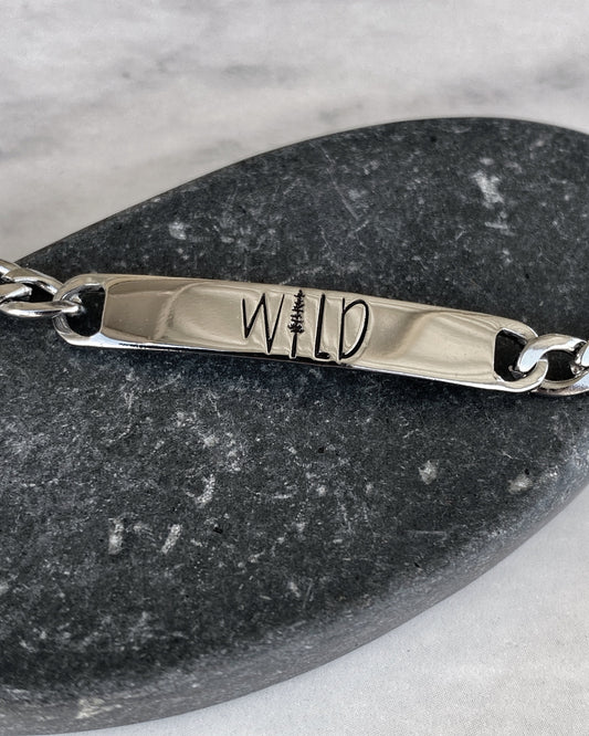 Wild Stainless Steel ID Bracelet - Stainless Steel Free Spirit Bracelet - Hiker Jewelry - Backpacker Jewelry - Backpacker Bracelet