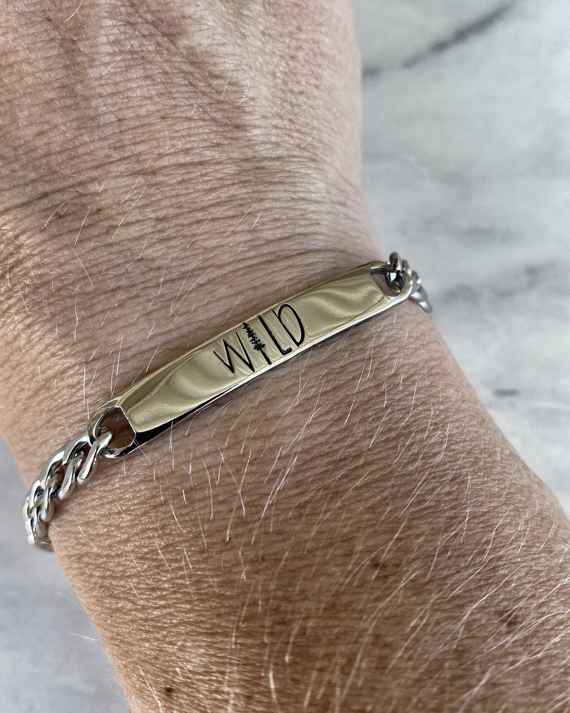 Wild Stainless Steel ID Bracelet - Stainless Steel Free Spirit Bracelet - Hiker Jewelry - Backpacker Jewelry - Backpacker Bracelet