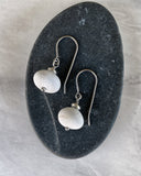Beach Stone Earrings - Silver Stone Earrings - Silver Dangle Earrings - Beach Pebble Earrings - Natural Stone Earrings - Grey Stone Earrings