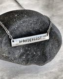 Wanderlust Bar Necklace - Minimalist Adventure Necklace - Stainless Steel Stamped Travel Necklace - Wanderlust Jewelry