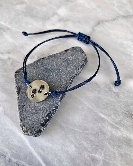 Boot Prints Stainless Steel & Cord Bracelet - Stainless Steel Hiker Bracelet - Hiker Jewelry - Stainless Steel Travel Jewelry