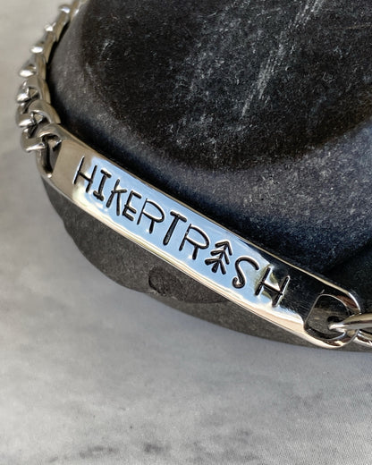 Hiker Trash Stainless Steel ID Bracelet - Stainless Steel Hiker Bracelet - Hiker Jewelry - Backpacker Jewelry - Backpacker Bracelet