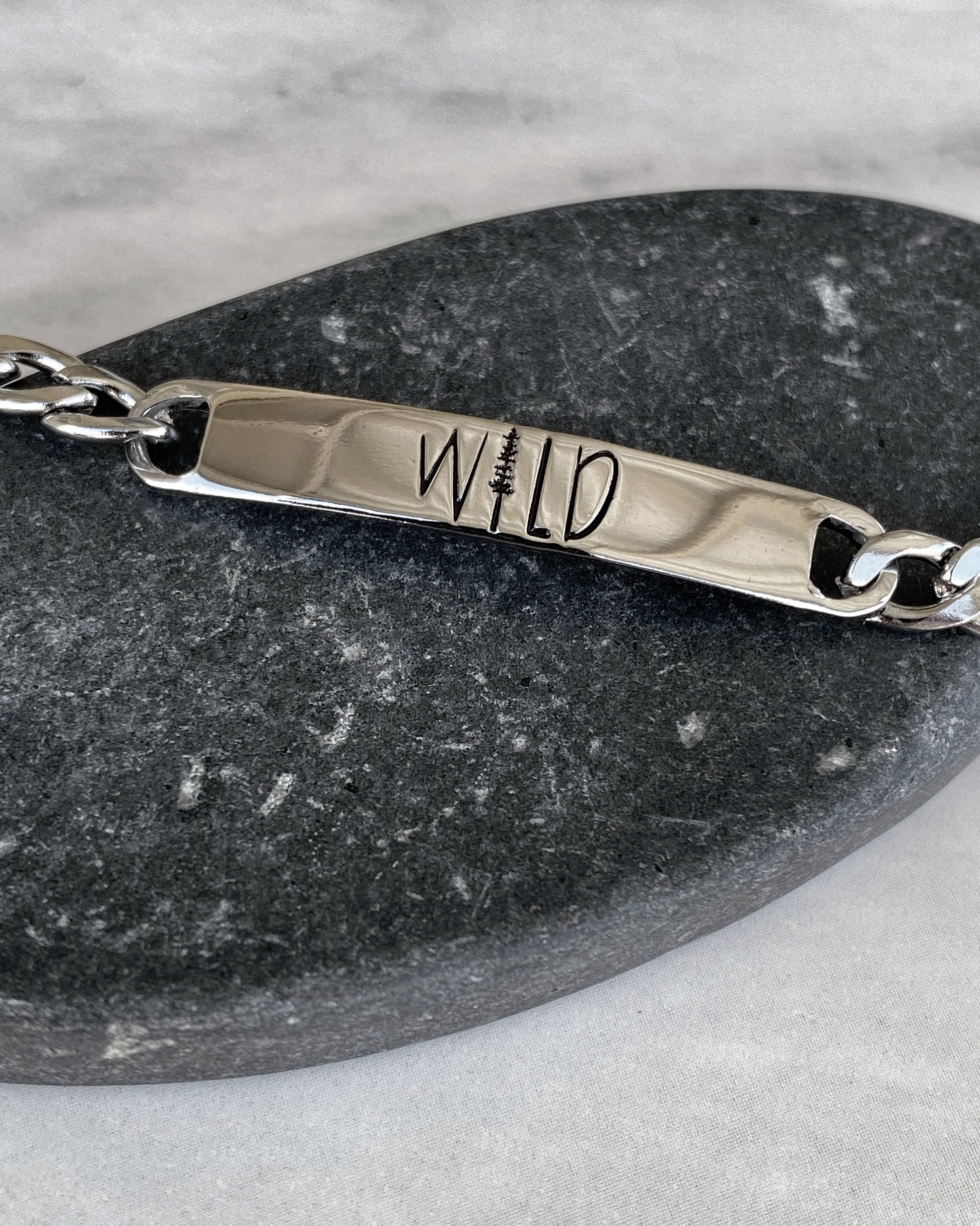 Wild Stainless Steel ID Bracelet - Stainless Steel Free Spirit Bracelet - Hiker Jewelry - Backpacker Jewelry - Backpacker Bracelet