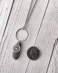 Minimalist Stone & Spiral Necklace - Minimalist Silver Pendant - Beach Pebble Necklace - Beach Stone Necklace - Statement Necklace