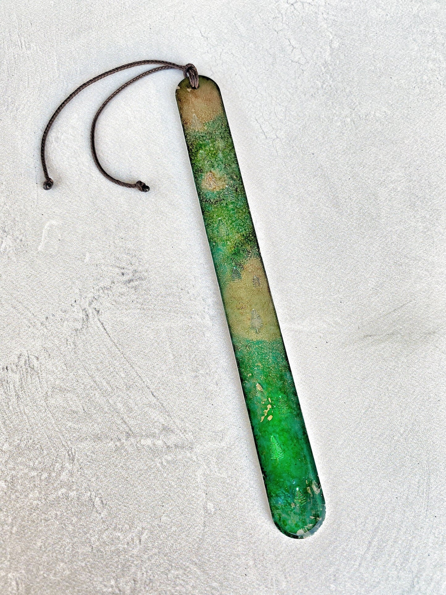Ellie B's Creations - Metal Sasquatch Bookmark - Handmade Bigfoot Bookmark - Camper Gift - Hiker Gift - Pine Trees Bookmark - Adventure Gift