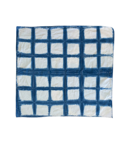 Ellie B's Creations - Blue Shibori Squares Bandanna - Tie Dye Handkerchief - Tie Dye Bandana - Colorful Bandana - Backpacking Bandana