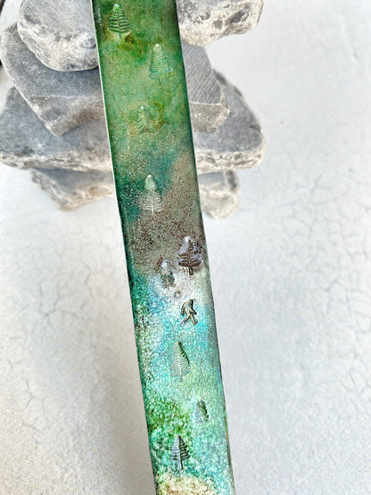 Ellie B's Creations - Metal Sasquatch Bookmark - Handmade Bigfoot Bookmark - Camper Gift - Hiker Gift - Pine Trees Bookmark - Adventure Gift
