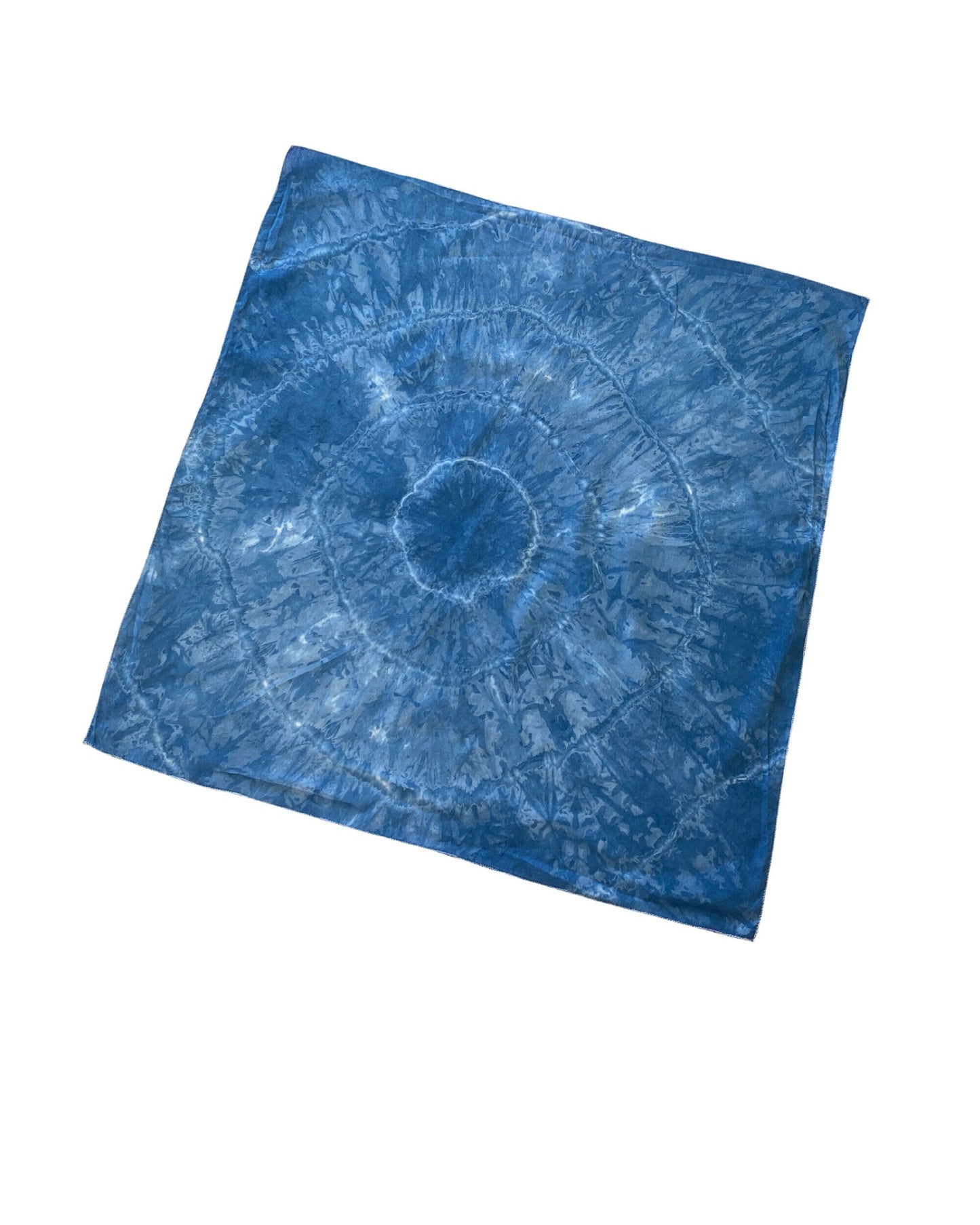 Ellie B's Creations - Blue Shibori Bullseye Bandanna - Tie Dye Handkerchief - Tie Dye Bandana - Colorful Bandana - Backpacking Bandana