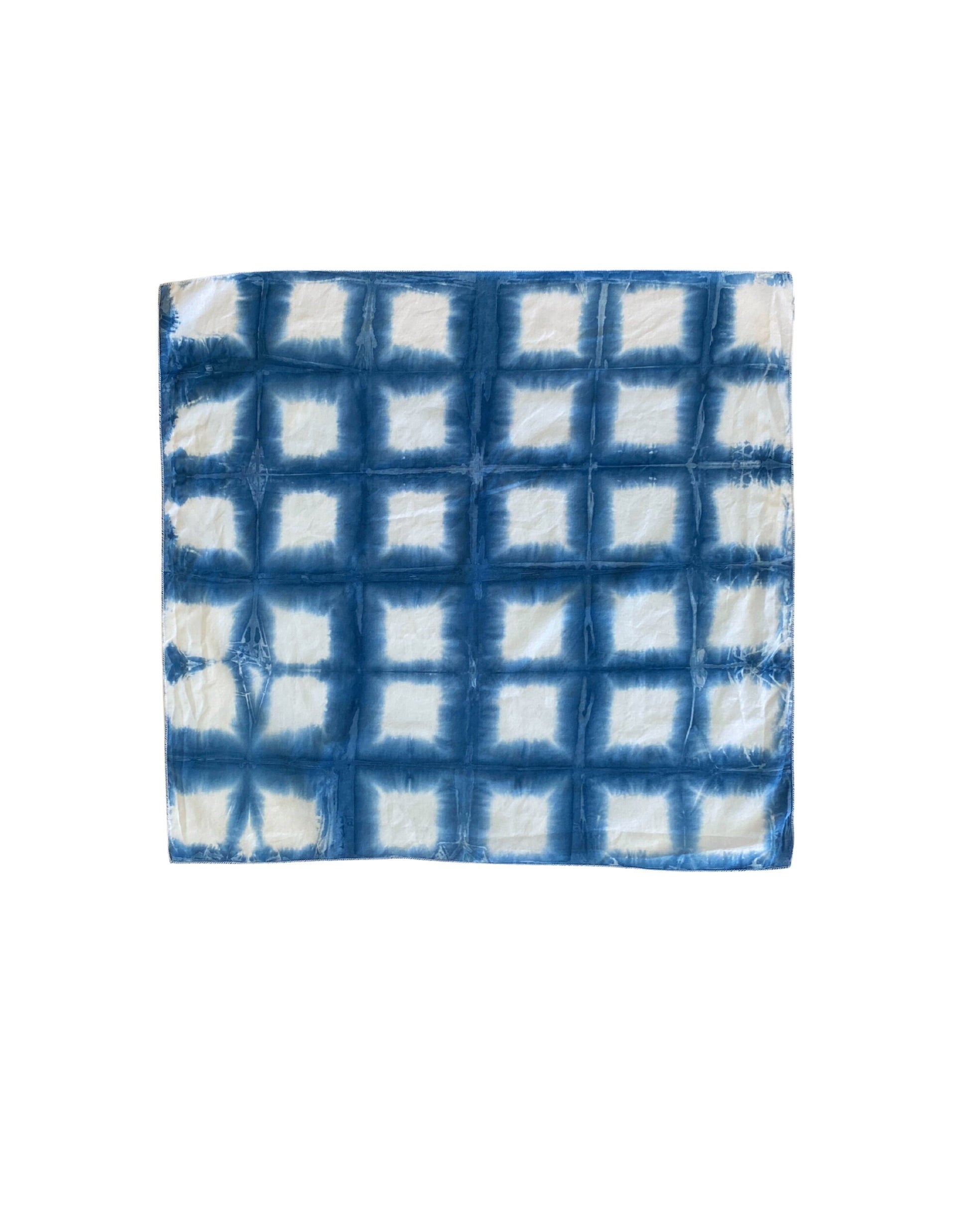 Ellie B's Creations - Blue Shibori Squares Bandanna - Tie Dye Handkerchief - Tie Dye Bandana - Colorful Bandana - Backpacking Bandana