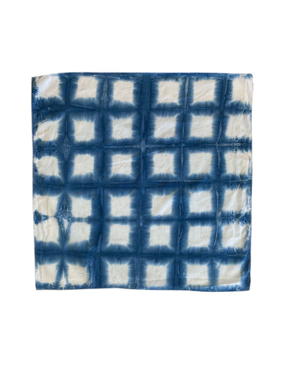 Ellie B's Creations - Blue Shibori Squares Bandanna - Tie Dye Handkerchief - Tie Dye Bandana - Colorful Bandana - Backpacking Bandana