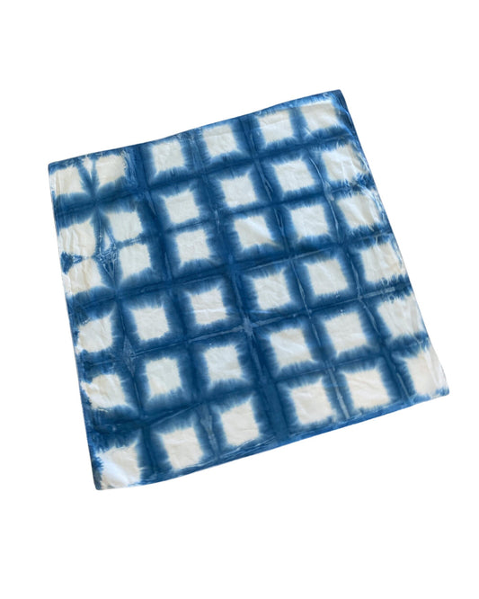 Ellie B's Creations - Blue Shibori Squares Bandanna - Tie Dye Handkerchief - Tie Dye Bandana - Colorful Bandana - Backpacking Bandana