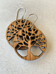 Wood Oak Tree Earrings  - White Oak Tree of Life Earrings - Laser Cut Oak Earrings - Tree Dangle Earrings - Tree of Life Dangle Earrings