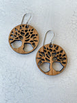 Wood Oak Tree Earrings  - White Oak Tree of Life Earrings - Laser Cut Oak Earrings - Tree Dangle Earrings - Tree of Life Dangle Earrings