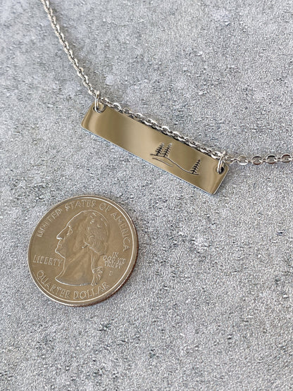 Rolling Hills and Pines Necklace - Forest Necklace - 18" Stainless Steel Stamped Camping Bar Necklace - Minimalist Nature Bar Necklace