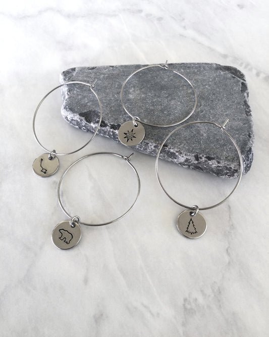 Outdoor Adventures Stainless Steel Wineglass Charms