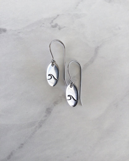 Single Wave Oval Stainless Steel Earrings