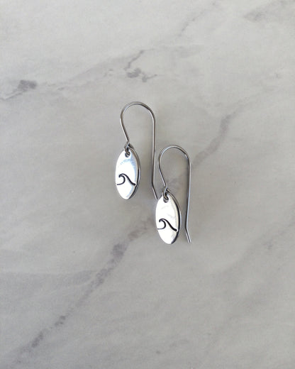 Single Wave Oval Stainless Steel Earrings