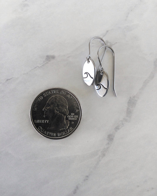 Single Wave Oval Stainless Steel Earrings
