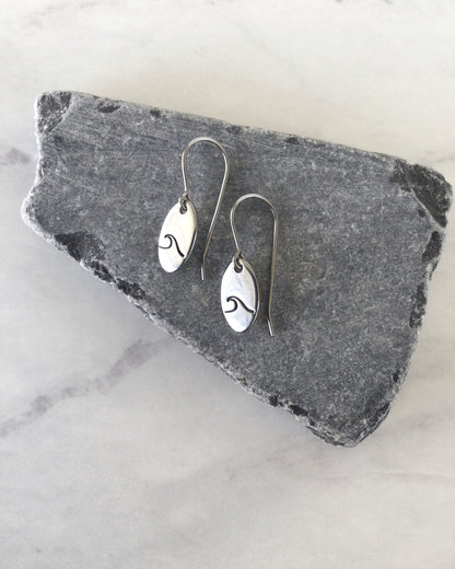 Single Wave Oval Stainless Steel Earrings